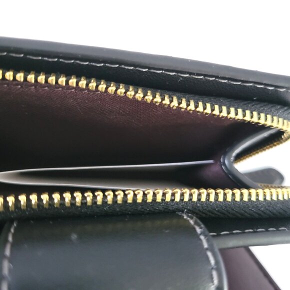 Coach CCL69 Medium Corner Zip Signature Floral Print Bifold Wallet Walnut Black - Picture 8 of 8